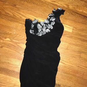 Tight Black Flowered Dress